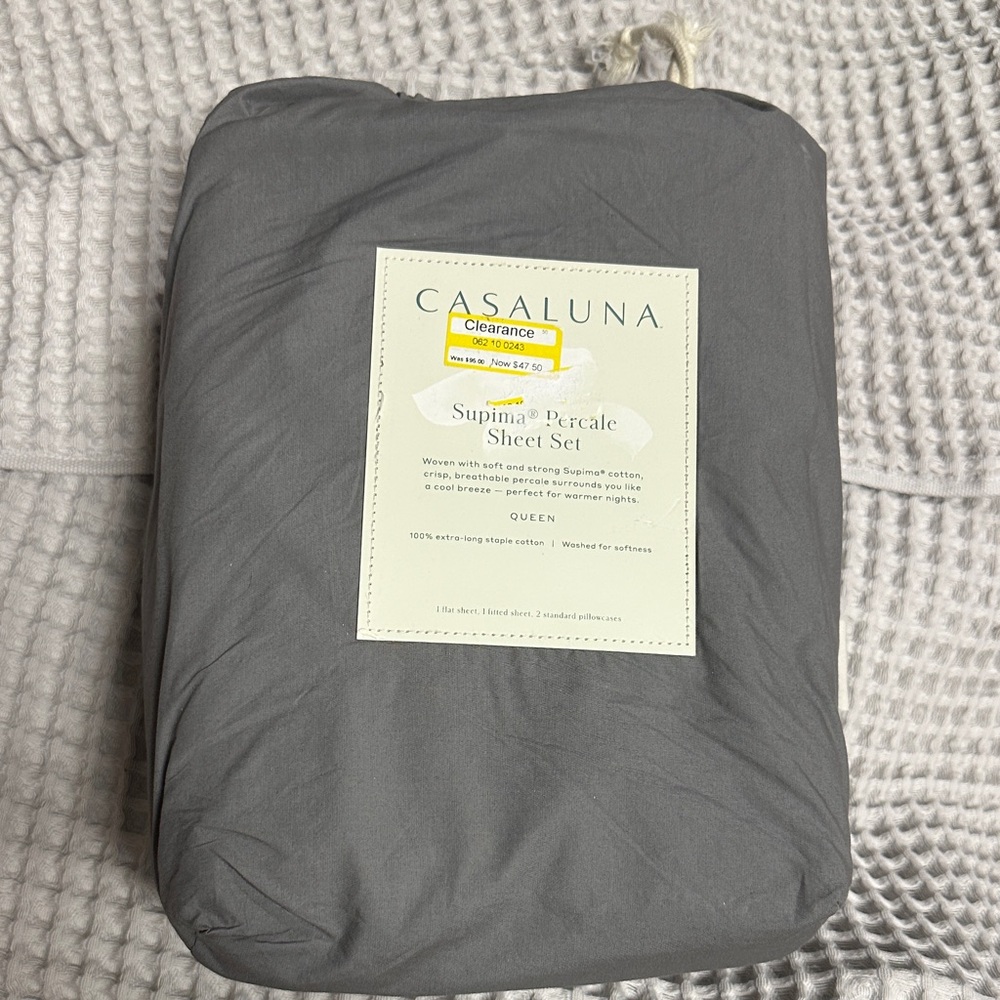 Casaluna Charcoal Supima Percale Sheet Set